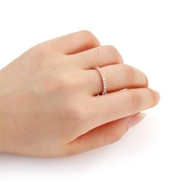 Imagem de Anel feminino minimalista de zircão fino – design elegante, moderno e confortável, leve, hipoalergênico, disponível em ouro rosa ou branco, versátil para uso diário, escritório e festas YC6478, One