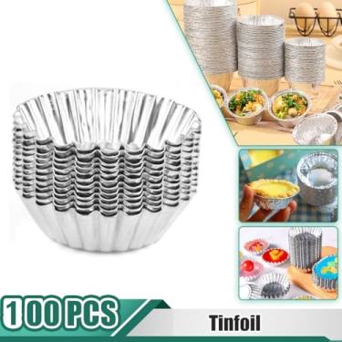 Imagem de 100 peças de Vasilha Torta Ovo Moldes Massa Alumínio Forma Muffin Pudim Cupcake Panela Aço Inoxidável Ferramenta Assar Prática para Biscoito Bolo Choc