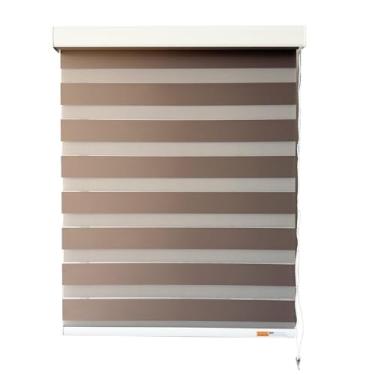 Imagem de GHV Persianas zebra com fio para janelas escurecimento de ambientes com privacidade de camada dupla para casa e escritório (café, 89 cm (L) x 183 cm (A))