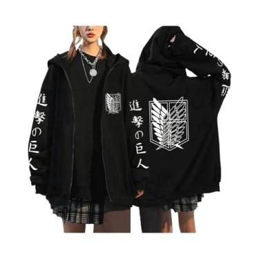 Imagem de Moletom Unissex Com Estampa Gráfica De Attack on Titan, Zíper, Casual 