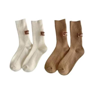 Imagem de Meias Femininas Acolchoadas Quentes De Cano Médio Para Outono Inverno,