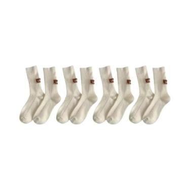 Imagem de Meias Femininas Acolchoadas Quentes De Cano Médio Para Outono Inverno,