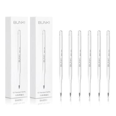 Imagem de BUNKI Recargas de substituição G2 para caneta de gel de metal premium de 0,5 mm – Design de ponta dupla para escrita suave no escritório e negócios (G2 refil de 6 peças)