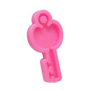 Imagem de Molde de silicone vintage em forma de chave para chaveiros de resina faça você mesmo, decoração de bolos e projetos de artesanato em rosa
