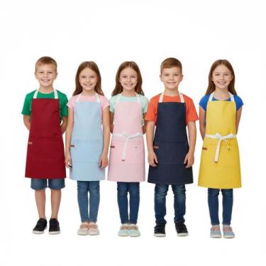 Imagem de Avental Infantil Rosa Azul Vermelho Amarelo Crianças Kids 5un - CASACH