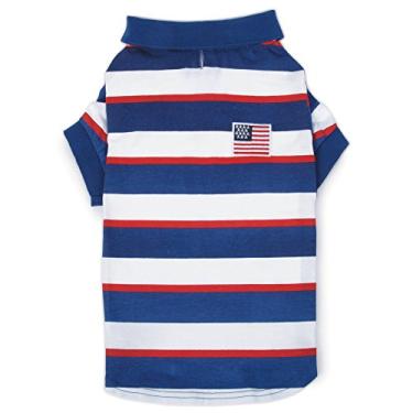Imagem de Zack & Zoey Patriotic Pooch SPF40 Camisa polo para cães, 35,5 cm pequeno/médio