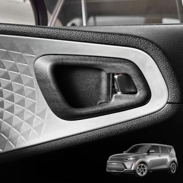 Imagem de JUIVEEL Tampa interna da tigela da maçaneta da porta com acabamento interno, tampa do painel da tigela da maçaneta da porta compatível com acessórios Kia Soul 2020-2025 (estilo grão de madeira)