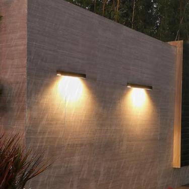 Imagem de GZZBMY Lâmpadas solares LED Lâmpadas de parede ao ar livre IP65 à prova d'água Lâmpada de parede externa moderna minimalista preta sem fio Iluminação de parede Magnética para corredor pátio pátio (luz