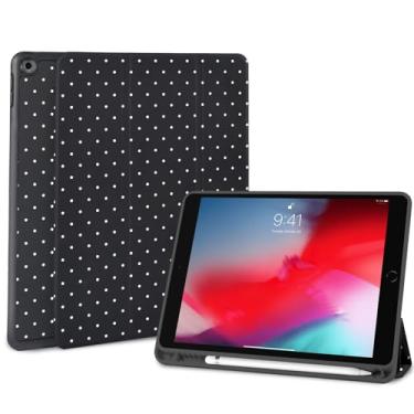 Imagem de Fycyko Capa compatível com iPad de 10,2 polegadas, iPad 9ª/8ª/7ª geração 2021/2020/2019 capas com suporte para lápis, linda capa protetora com design de estética elegante de bolinhas - preta