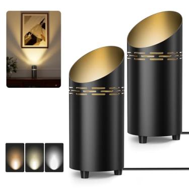 Imagem de LINQELLY Pacote com 2 luzes de chão para ambientes internos, luzes de 3000 K, holofotes com interruptor de pé para sala de estar, canto, sofá, casa, planta, parede, decoração de arte