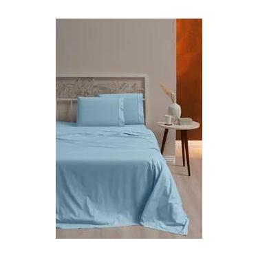 Imagem de Jogo Lençol Casal 3 Peças 100 Algodão Ref.6 - Casa Fernando, Azul