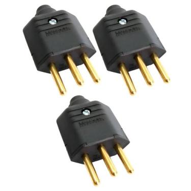 Imagem de 3 Plugue Macho 3 Pinos 10 A 2P+T MarGirius Preto