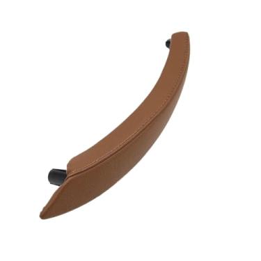 Imagem de Maçaneta interna esquerda/direita da porta do passageiro, substituição da tampa externa de couro compatível com BMW X5 X6 E70 E71 E72 2007 2008 2009 2010 2011 2012 2013 2014(Sattel Brown-Left)