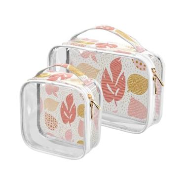 Imagem de xigua Bolsa de maquiagem feminina com listras e bolinhas, bolsa transparente para cosméticos de viagem, bolsa de higiene portátil à prova d'água para viagens, férias, organização de banheiro