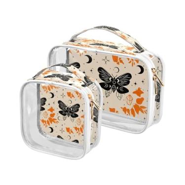 Imagem de xigua Bolsa de maquiagem de Halloween para mulheres, bolsa de cosméticos transparente de viagem, bolsa de higiene portátil à prova d'água para viagens, férias, organização de banheiro