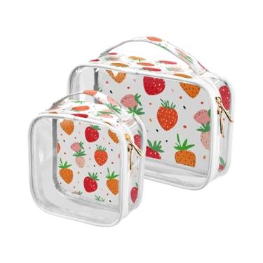Imagem de xigua Bolsa de maquiagem de morangos para mulheres, bolsa de cosméticos de viagem, bolsa de higiene portátil à prova d'água para viagens, férias, organização de banheiro
