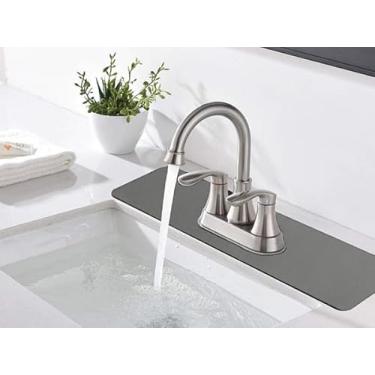 Imagem de Tapete de torneira de pia de cozinha personalizável: 76.2 cm Lx5.5 W protetor contra respingos, orifício central pré-cortado, aparável para caber torneira de 2 e 3 furos e pia irregular com