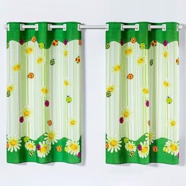 Imagem de Cortina Tecido Oxford 2,00M X 1,30M Joaninhas Verde