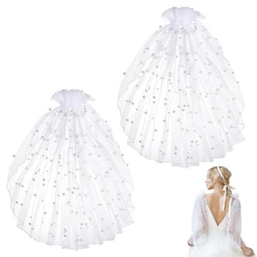 Imagem de NBEADS 1 par de mangas destacáveis para casamento, mangas bufantes brancas removíveis com broche de segurança e decoração de pérolas de plástico para vestidos de casamento, vestidos de formatura