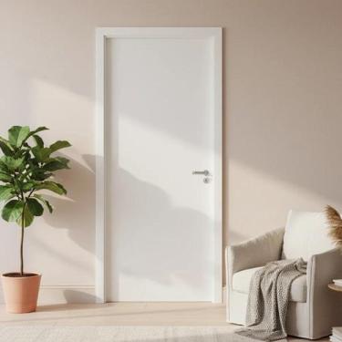 Imagem de Kit Porta de Madeira Reversível com Batente 14cm Regulável e Fechadura