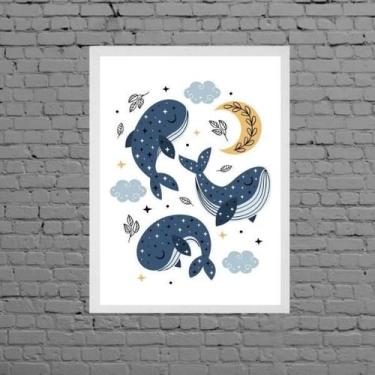 Imagem de Quadro Decorativo Infantil Baleinhas 45X34Cm - Quadros On-Line