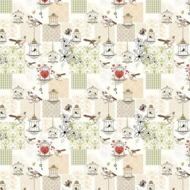 Imagem de Papel De Parede Pássaros Coração Gaiola Autocolante Lavável