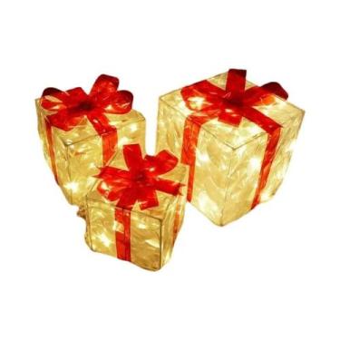 Imagem de Conjunto De Caixas De Presente De Natal Em PVC Luminoso Com Laço E Ilu