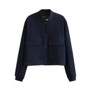 Imagem de Jaqueta Bomber Feminina Branca - Outono/Inverno - Recortada com Botão 