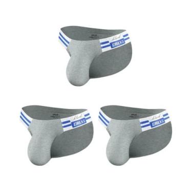 Imagem de Cuecas Masculinas De Algodão Listradas Azul Marinho, Modelo Biquíni De