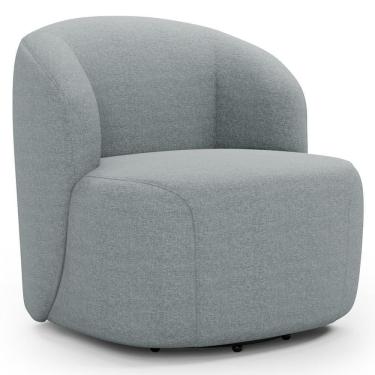 Imagem de Poltrona Giratória Orgânica Para Sala Living Heidy F04 Linho Cinza - Lyam Decor