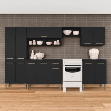 Imagem de Cozinha Modulada 6 Peças 12 Portas Tieli Preto - M. Arapongas - A Móve