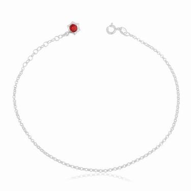 Imagem de Tornozeleira Elo Português Estrela Zircônia Prata 925 - JA Jóias