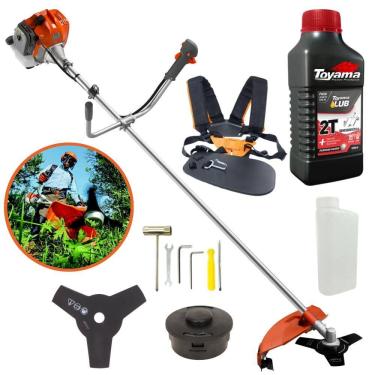 Imagem de Máquina de Cortar Grama Á Gasolina Tekna RL430ACNTK 2T 43cc 1,7HP 9.000RPM Roçadeira Lateral Com Faca 3 Pontas e Carretel Nylon + ÓLEO TOYAMA 2T