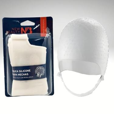 Imagem de Touca Silicone Mechas Luzes Reflexo Branca Profissional Cabeleireiro R