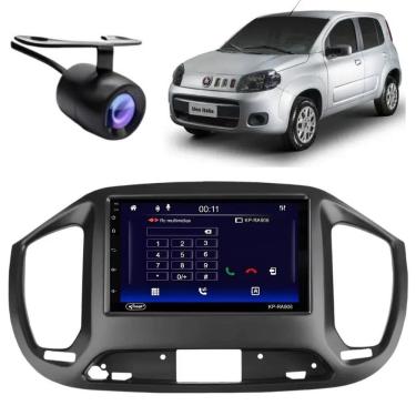 Imagem de Central Multimídia Automotiva Android Auto Uno Vivace Moldura + Câm Preto Fosco 7 Touch Screen Bluetooth Wi-fi USB GPS