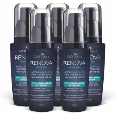 Imagem de Kit Com 5 - Renova Sérum Facial Preenchedor Antirrugas + Ácido Hialurô