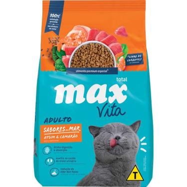 Imagem de Ração Seca Total Max Cat Vita Sabores do Mar Atum & Camarão para Gatos Adultos - 20 Kg