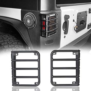 Imagem de Capas pretas de proteção da Hooke Road Matte para lanternas traseiras (luz traseira) adequadas para Jeep Wrangler JK 2007-2018 – Par
