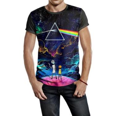 Imagem de Camiseta Masculina Serie Rick And Morty Pink Floyd Promoção - Smoke