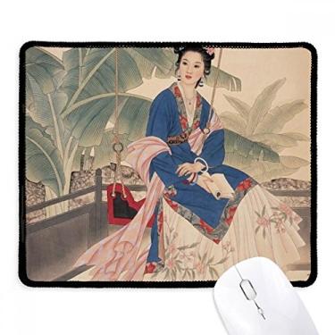 Imagem de Mousepad Leaf Flower branco azul rosa roupas borda costurada tapete de borracha para jogos