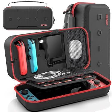 Imagem de Switch Carrying Case Compatible with Nintendo & OLED, Portable Switch Travel Carry Case Fit for Joy-Con and Adapter, Hard Shell Protective OLED Pouch Bag with 20 Games, Red