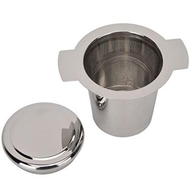 Imagem de Infusor de chá, malha de filtro de chá de aço inoxidável com tampa e alça, filtros com alças de asas duplas para filtro de café de suco de chá solto