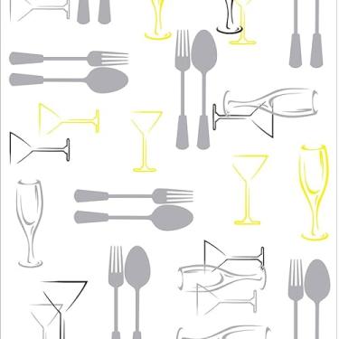 Imagem de Leliz Papers, Papel De Parede Adesivo Cozinha Tons De Cinza E Amarelo 1m