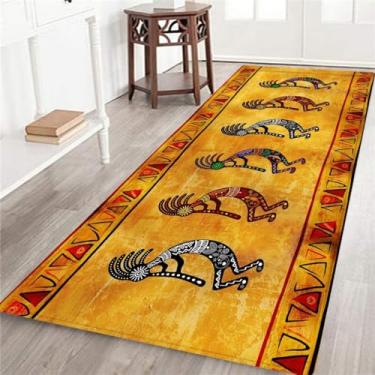 Imagem de Southwestern Tapete longo corredor para corredor, sudoeste nativo americano Kokopelli étnico, tapete de área retangular rústico, tapete antiderrapante para quarto, capacho interno, tapete de porta de