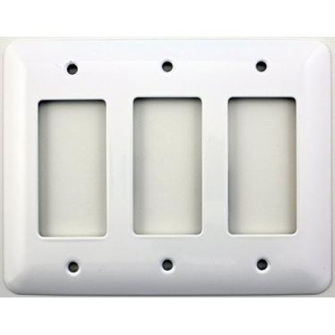 Imagem de Placa para interruptor de abertura Mulberry estilo princesa branca com três gangues GFI/Rocker