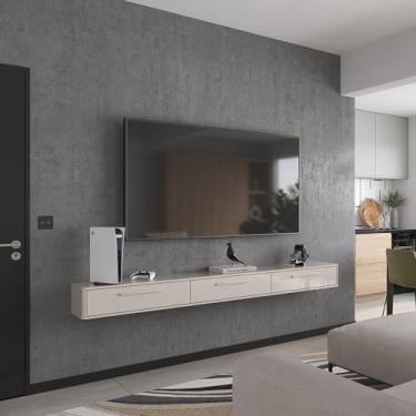 Imagem de Rack Suspenso Bali 2.20 Cm Sala De Estar/quarto - Lukaliam Móveis - Off White Perolizado