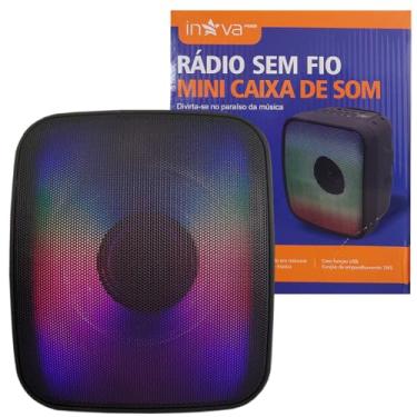 Imagem de Caixa de Som Bluetooth LED Amplificador Sem Fio 10W RMS USB SD AUX Rádio FM Portátil Potente - Inova KV-9895 (Preto)