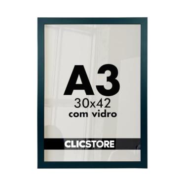 Imagem de Moldura A3 30x42Cm Com Vidro e Fundo Quadro Diploma Alvará Retrato Impressão Fotografia (Preto)