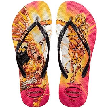 Imagem de Chinelo, Havaianas, Slim Heroinas, Feminino, Bege Palha/Cinza Dark Metalico, 33/34