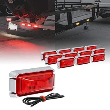 Imagem de TRUE MODS 12 peças 6.3 cm LED vermelho marcador de reboque com moldura cromada [DOT FMVSS 108] [SAE P2PC] [montagem em superfície] [impermeável IP67] luzes marcadoras laterais para caminhão reboque
